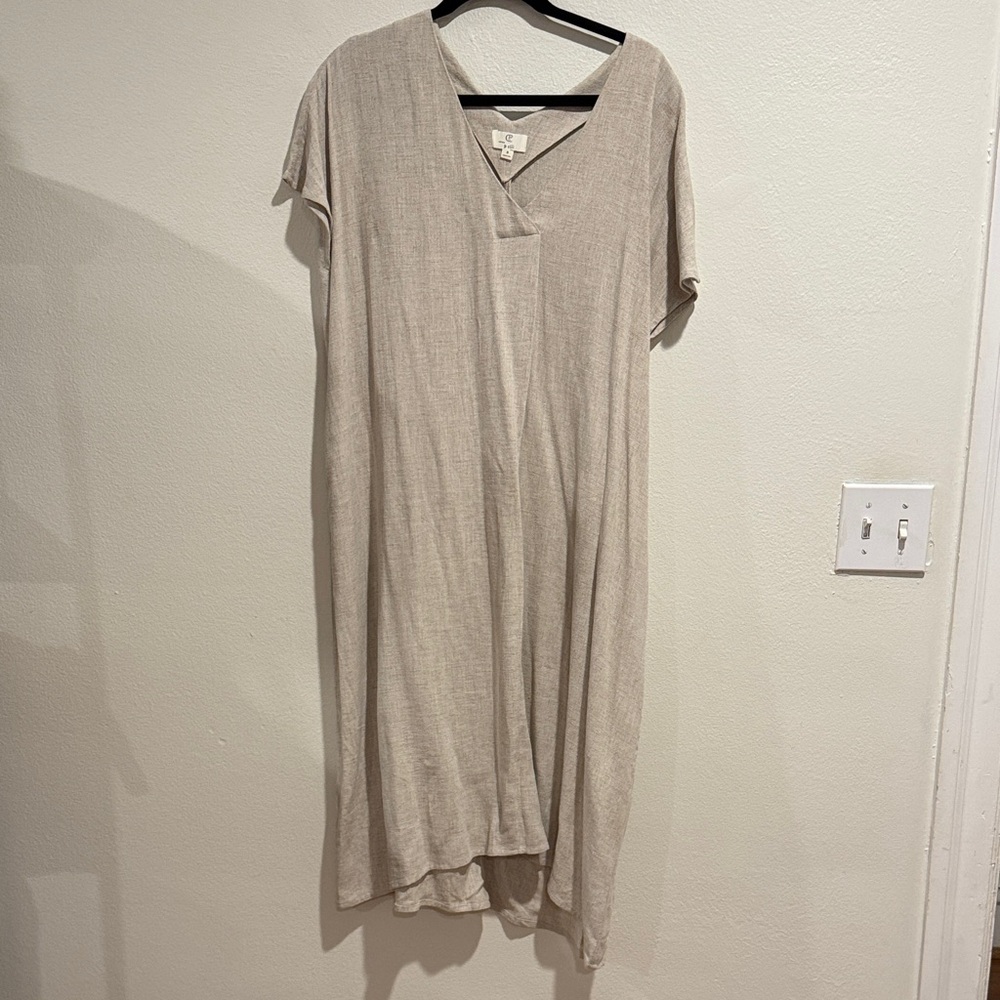 Neutral Beige Midi Dress